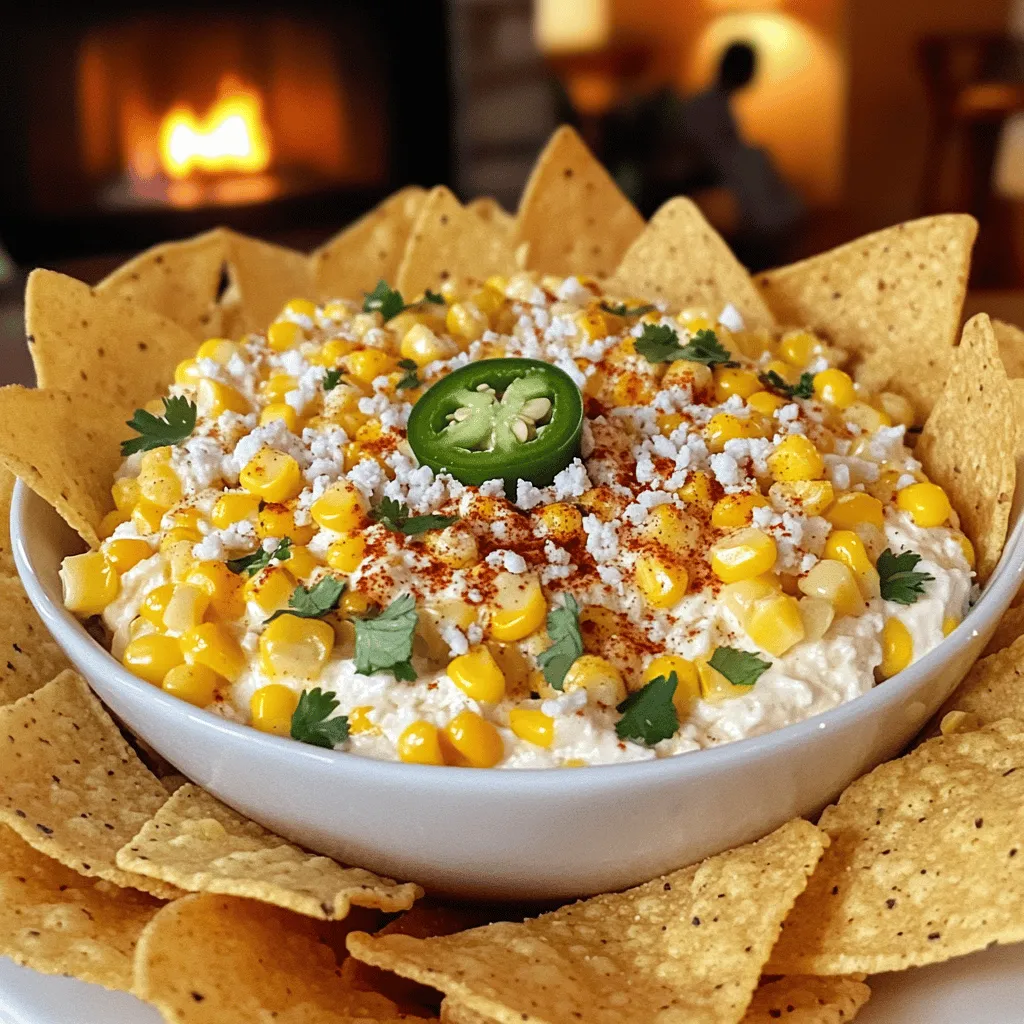 The Mexican street corn dip has several key ingredients that make it tasty and fun.