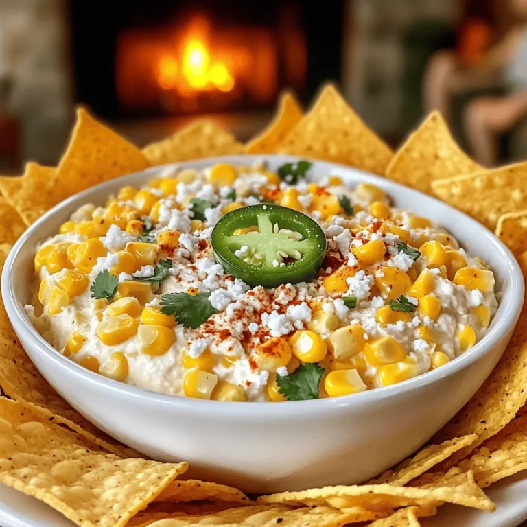 The Mexican street corn dip has several key ingredients that make it tasty and fun.