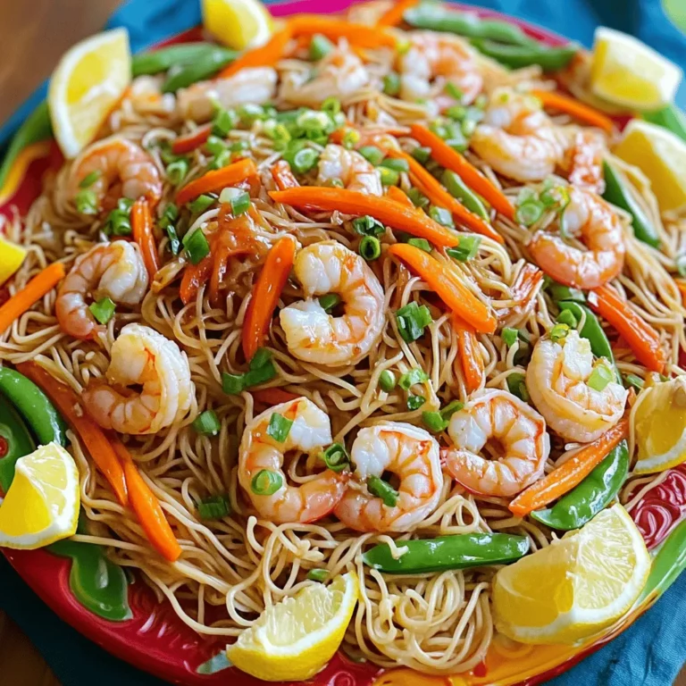 Pancit Canton is a tasty stir-fry noodle dish from the Philippines. It features thick egg noodles, fresh veggies, and proteins like shrimp or chicken. This dish is a mainstay in Filipino cuisine, often served at parties and family gatherings.