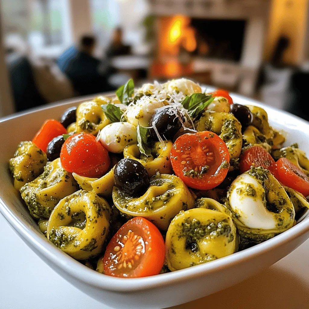 To make the best pesto tortellini pasta salad, you need fresh ingredients. Here is a list of the key ingredients: