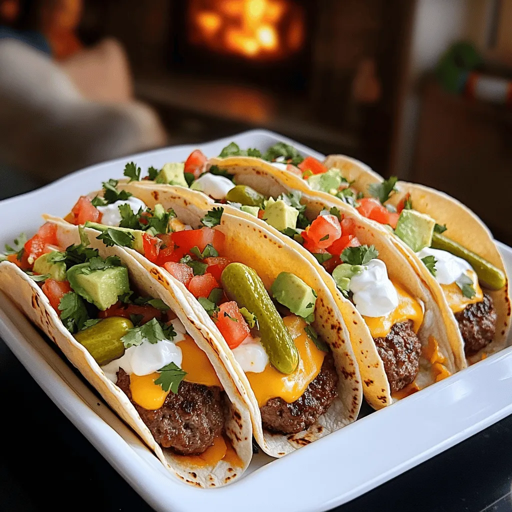 Smash burger tacos combine two favorites: smash burgers and tacos. A smash taco uses a flattened beef patty. It sits inside a warm tortilla. This makes it easy to hold and eat. You can taste juicy beef in every bite.