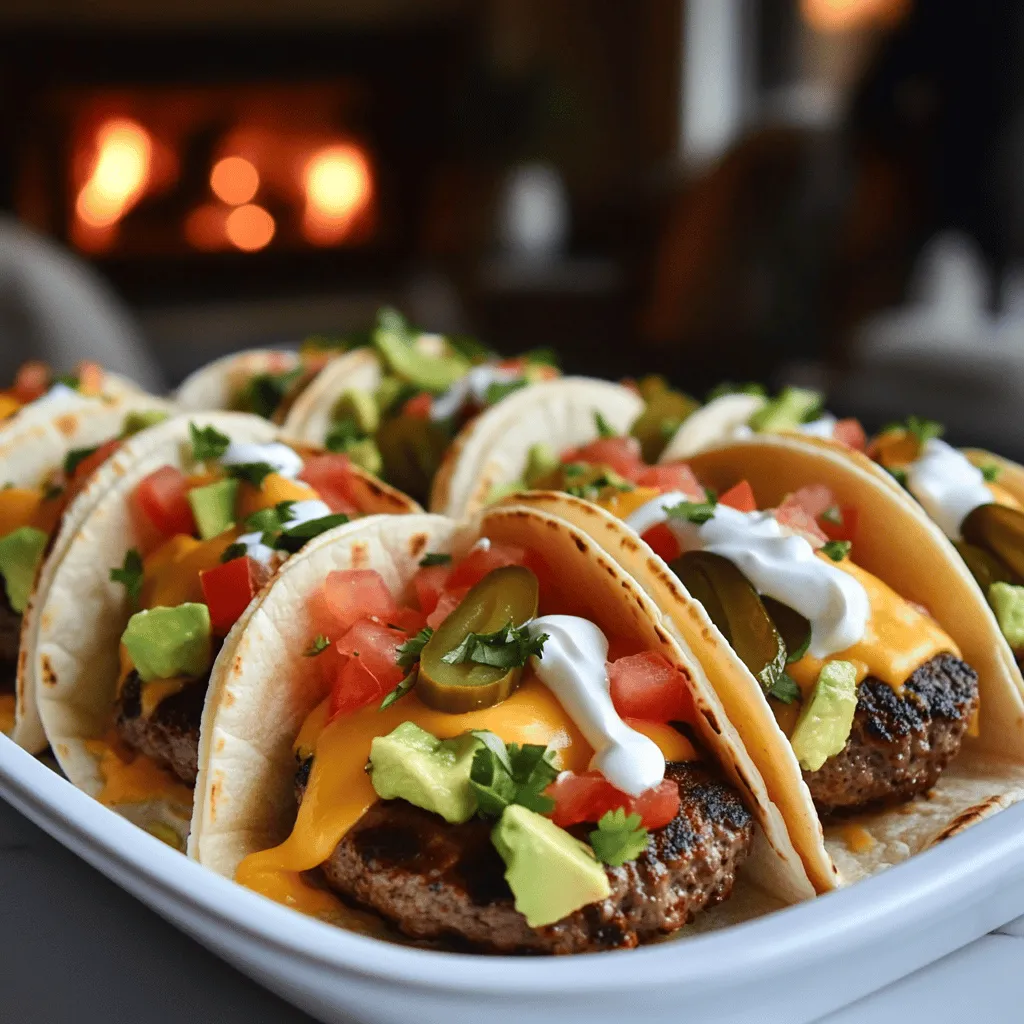 Smash burger tacos combine two favorites: smash burgers and tacos. A smash taco uses a flattened beef patty. It sits inside a warm tortilla. This makes it easy to hold and eat. You can taste juicy beef in every bite.