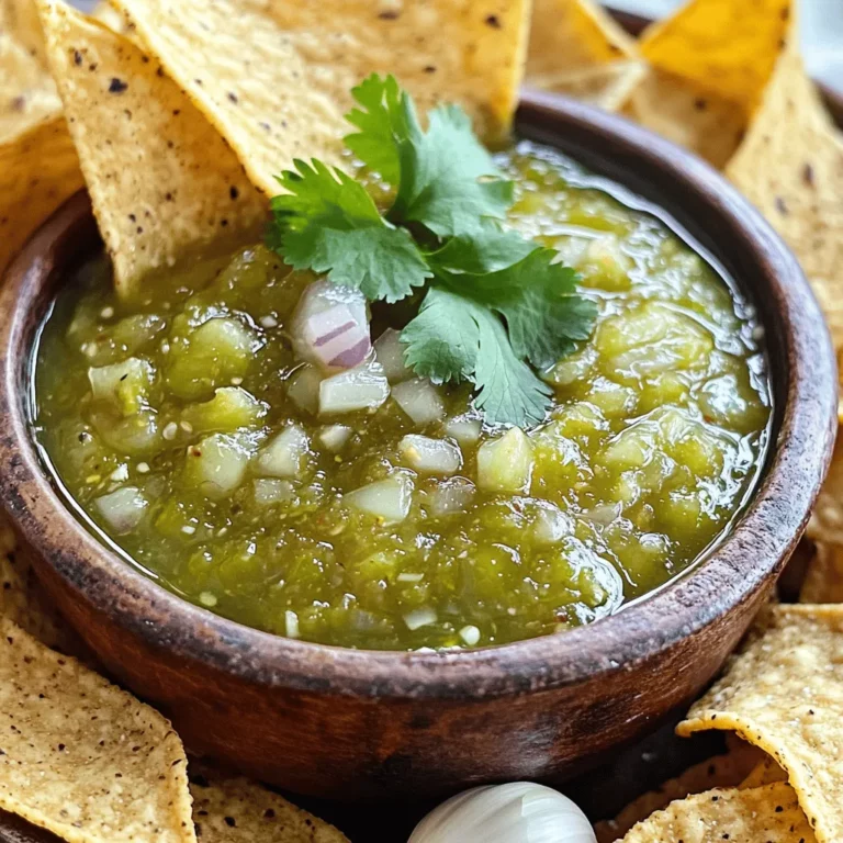 To make roasted tomatillo salsa, you need fresh tomatillos. They are the heart of this dish. Choose medium-sized tomatillos that are firm and bright green. These small fruits bring a tart flavor that is key to this salsa.