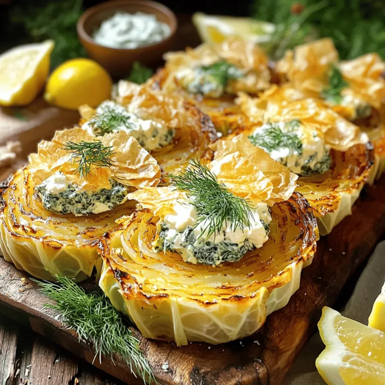 To create a great roasted cabbage steak recipe, you need a few key ingredients. First, choose a large head of green cabbage. This forms the base of your dish and holds the filling well. Next, you’ll need fresh spinach, which adds a nice green color and flavor.