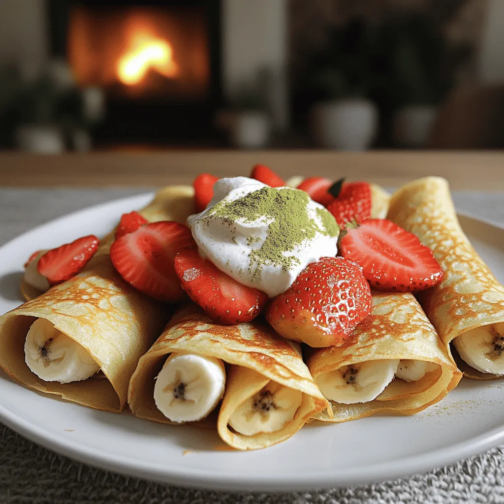To make crêpes au thé matcha, you need simple ingredients. Gather 1 cup of all-purpose flour, 2 tablespoons of matcha green tea powder, and 2 tablespoons of sugar. You will also need 2 large eggs, 2 cups of milk, and 2 tablespoons of melted butter. Don’t forget a pinch of salt and 1 teaspoon of vanilla extract. For serving, fresh fruits like strawberries or bananas work well, along with whipped cream or yogurt. Optionally, you can add a dusting of extra matcha for a nice touch.