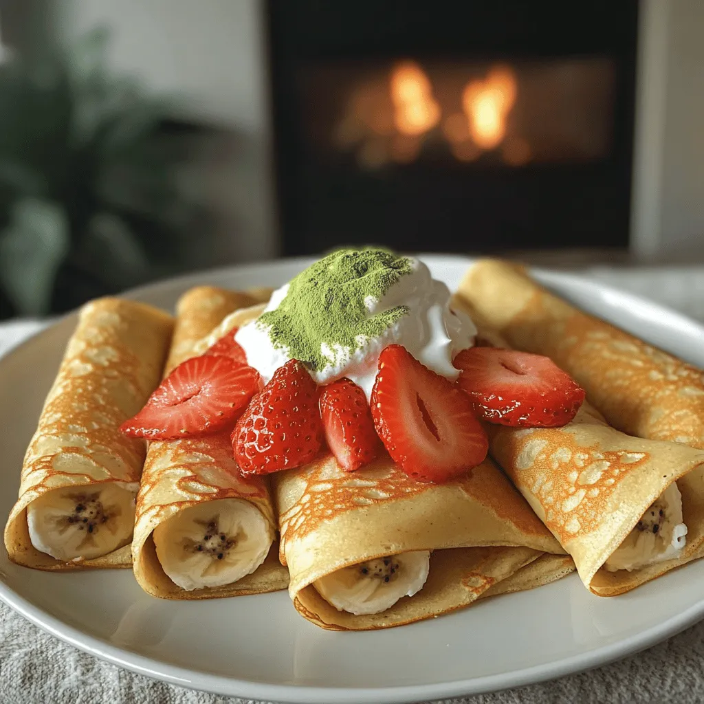To make crêpes au thé matcha, you need simple ingredients. Gather 1 cup of all-purpose flour, 2 tablespoons of matcha green tea powder, and 2 tablespoons of sugar. You will also need 2 large eggs, 2 cups of milk, and 2 tablespoons of melted butter. Don’t forget a pinch of salt and 1 teaspoon of vanilla extract. For serving, fresh fruits like strawberries or bananas work well, along with whipped cream or yogurt. Optionally, you can add a dusting of extra matcha for a nice touch.