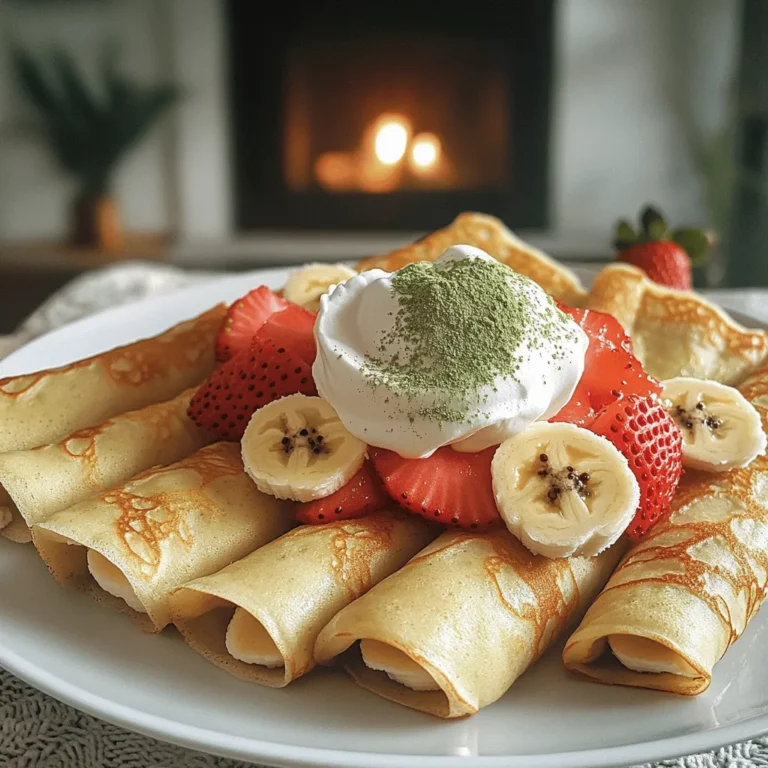 To make crêpes au thé matcha, you need simple ingredients. Gather 1 cup of all-purpose flour, 2 tablespoons of matcha green tea powder, and 2 tablespoons of sugar. You will also need 2 large eggs, 2 cups of milk, and 2 tablespoons of melted butter. Don’t forget a pinch of salt and 1 teaspoon of vanilla extract. For serving, fresh fruits like strawberries or bananas work well, along with whipped cream or yogurt. Optionally, you can add a dusting of extra matcha for a nice touch.
