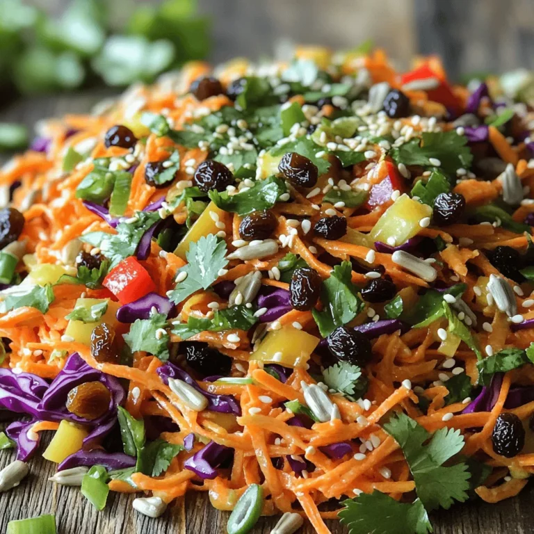 Shredded carrot salad is a bright and fresh dish. It is easy to make and very healthy. A classic shredded carrot salad starts with fresh carrots, of course. You can add a mix of colorful veggies too. Think red cabbage, bell peppers, and scallions. Each adds crunch and flavor.