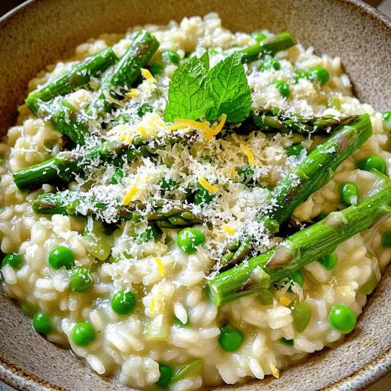The asparagus pea risotto recipe shines with fresh, simple ingredients. Each part adds flavor and color.