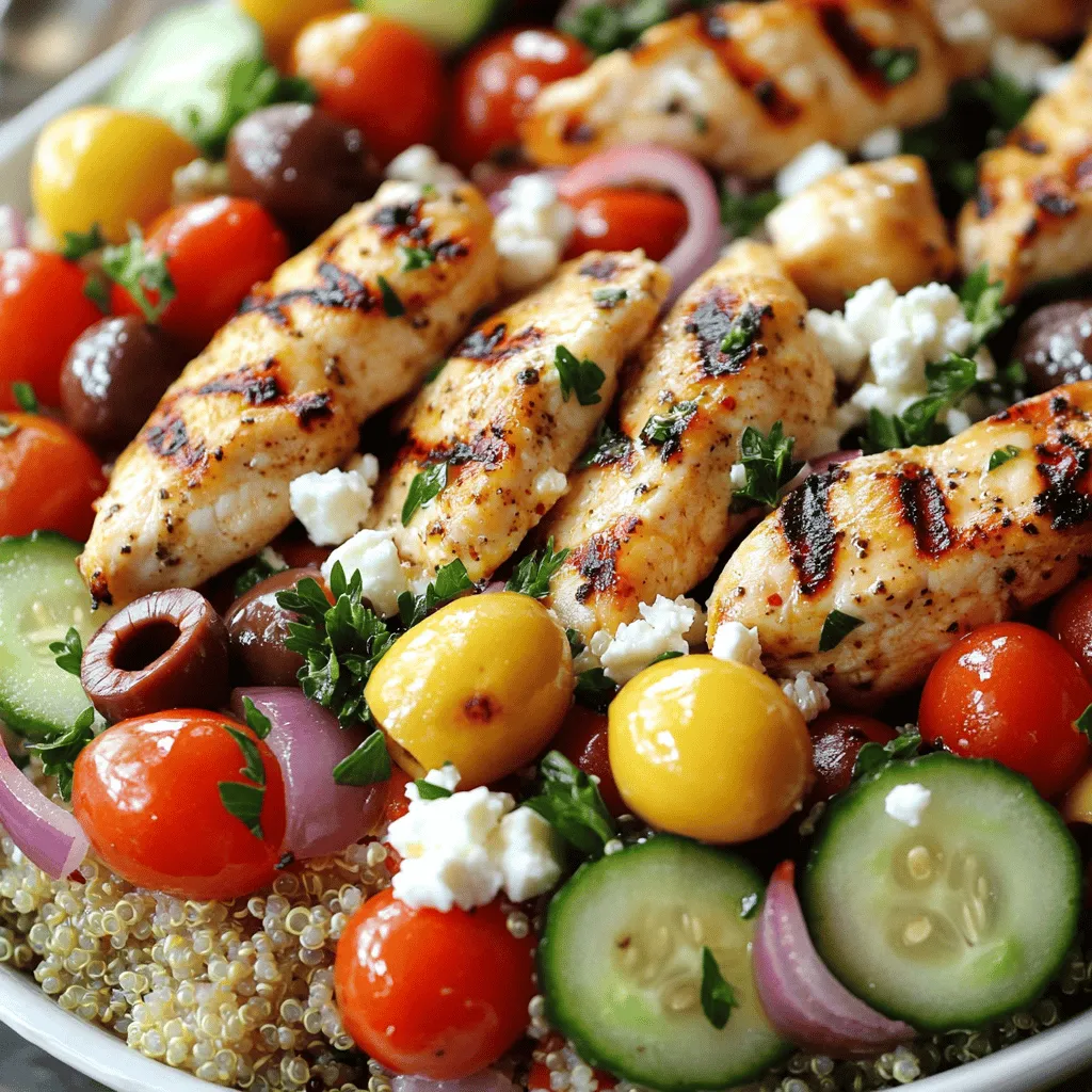 For Greek Chicken Bowls, you need a few key ingredients. These ingredients create a tasty and healthy meal.
