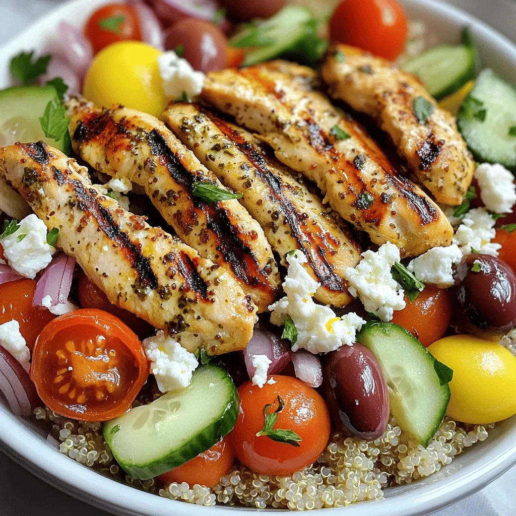 For Greek Chicken Bowls, you need a few key ingredients. These ingredients create a tasty and healthy meal.