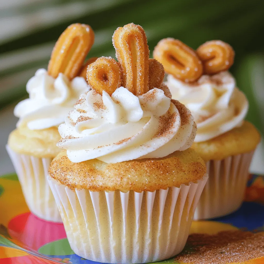To make churro cupcakes, you need some key ingredients. First, gather 1 ½ cups of all-purpose flour. This gives your cupcakes the right structure. You will also need 1 teaspoon of baking powder and ½ teaspoon of baking soda. These help the cupcakes rise nicely.