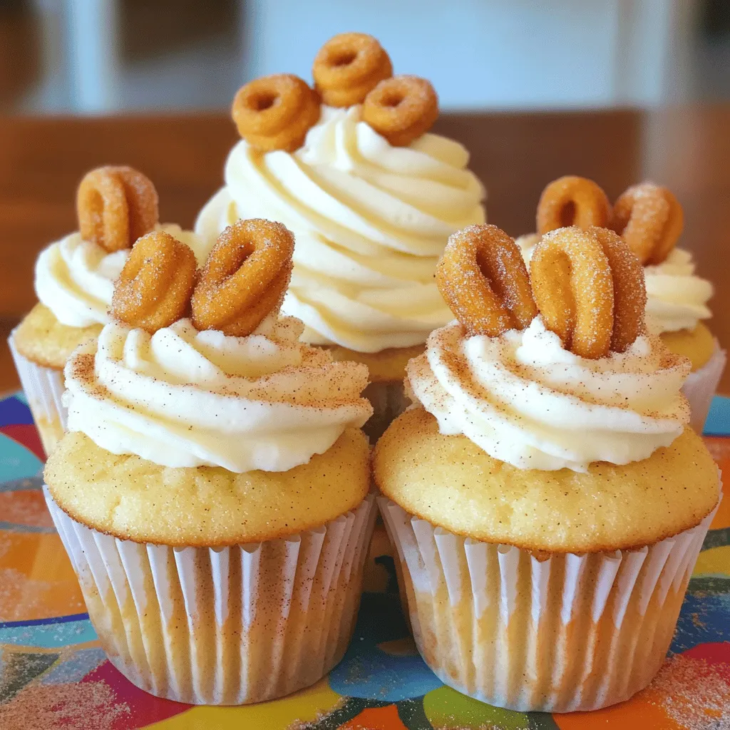 To make churro cupcakes, you need some key ingredients. First, gather 1 ½ cups of all-purpose flour. This gives your cupcakes the right structure. You will also need 1 teaspoon of baking powder and ½ teaspoon of baking soda. These help the cupcakes rise nicely.