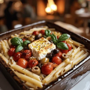 To make baked feta pasta, you need just a few simple ingredients. First, choose 250g of pasta, like penne or fusilli. Next, get a block of feta cheese, about 200g. This cheese is the star of the dish. Then, add 1 cup of halved cherry tomatoes and 1/2 cup of olives. Kalamata or green olives work best. You will also need 3 minced garlic cloves and 1/4 cup of olive oil. For some heat, add 1 teaspoon of red pepper flakes. Finally, include 1 teaspoon of dried oregano, salt, and pepper to taste. Fresh basil leaves and grated Parmesan cheese can enhance your dish’s look and taste.