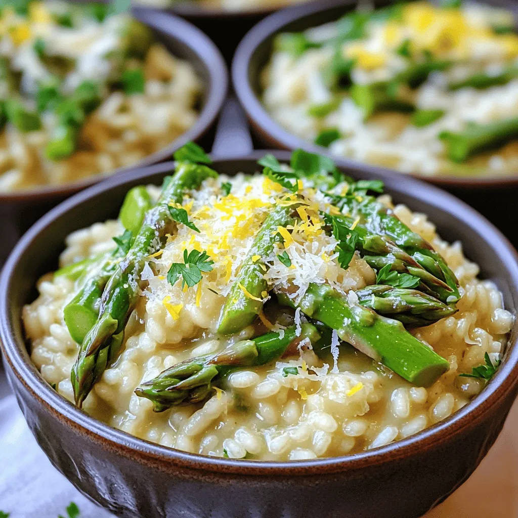 To make a great asparagus risotto, you need simple ingredients. The main star is Arborio rice. This rice has a high starch content. It makes the dish creamy and rich.