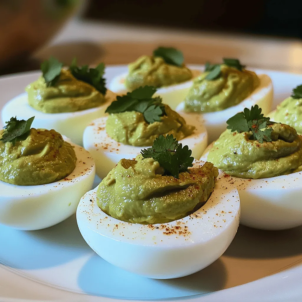 To make avocado deviled eggs, you'll need just a few key ingredients. The main star is the ripe avocado. This gives the filling a creamy texture and rich flavor. You'll also need six large eggs for the base.