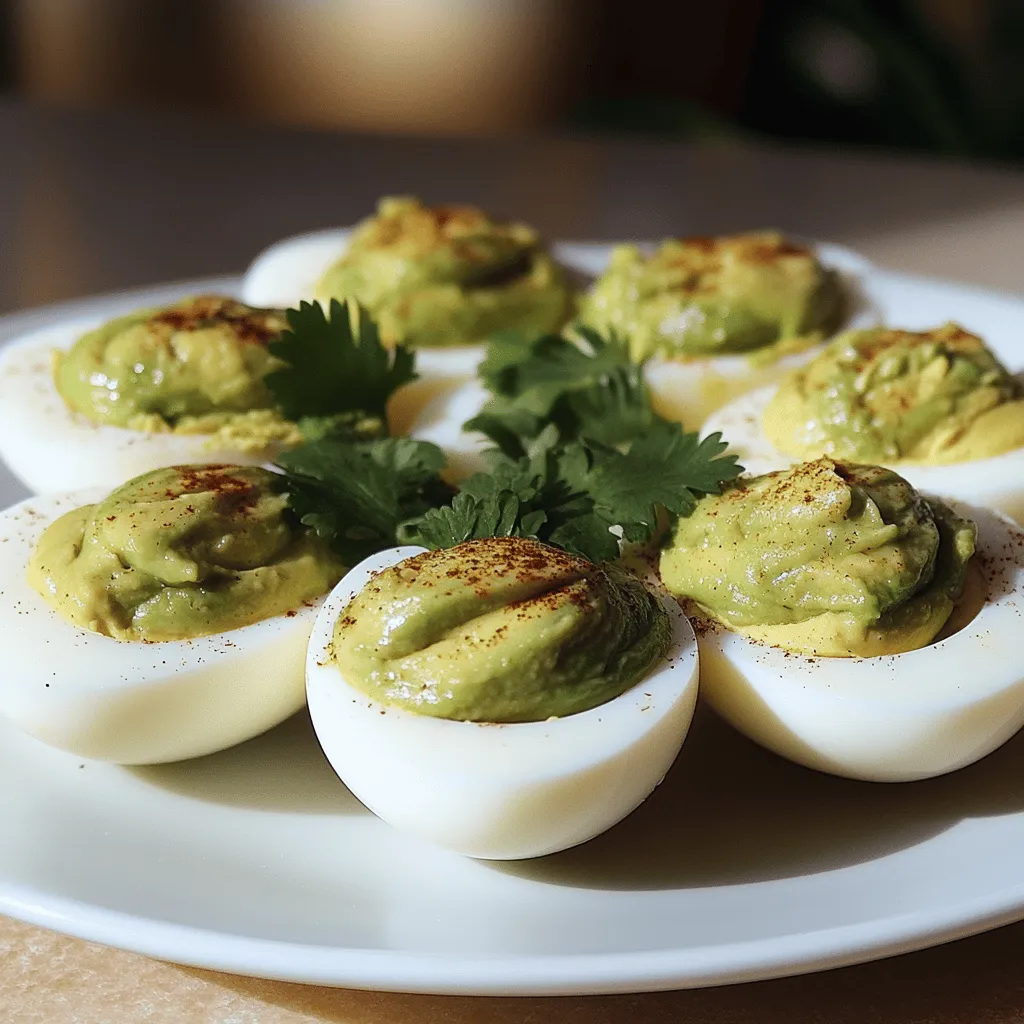 To make avocado deviled eggs, you'll need just a few key ingredients. The main star is the ripe avocado. This gives the filling a creamy texture and rich flavor. You'll also need six large eggs for the base.
