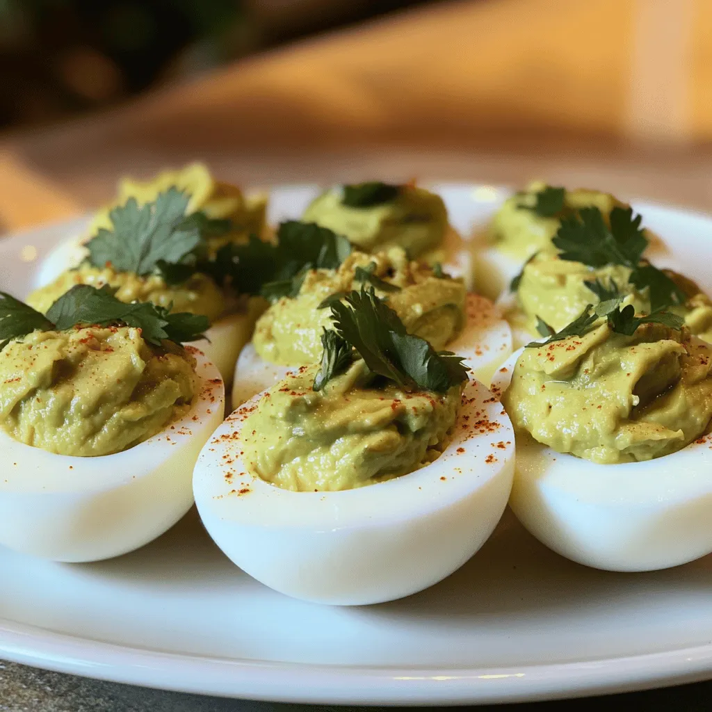 To make avocado deviled eggs, you'll need just a few key ingredients. The main star is the ripe avocado. This gives the filling a creamy texture and rich flavor. You'll also need six large eggs for the base.