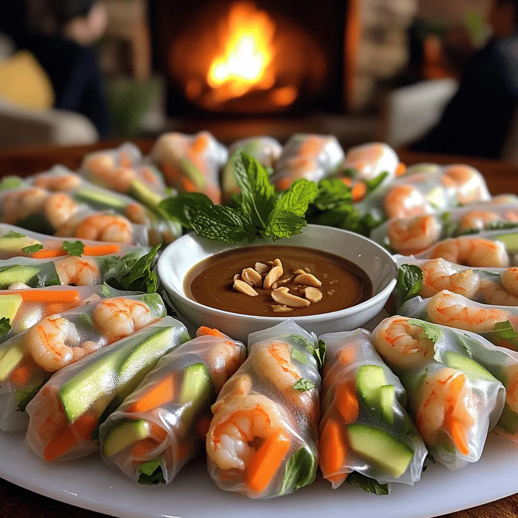 To make rouleaux de printemps aux crevettes, you need simple and fresh ingredients. Gather 8 rice paper wrappers, 200g of cooked shrimp, and 1 cup of cooked vermicelli noodles. You will also need 1 cup of cucumber and 1 cup of carrots, both cut into thin strips. Add 1 red bell pepper, sliced thinly, along with fresh mint and cilantro leaves, about 1 cup each. Don’t forget 1 sliced avocado for creaminess. For the dipping sauce, mix 1/4 cup of hoisin sauce, 1 tablespoon of peanut butter, and 1 tablespoon of lime juice. Season lightly with salt and pepper to taste. These ingredients make a bright, fresh dish that is fun to eat.