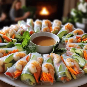 To make rouleaux de printemps aux crevettes, you need simple and fresh ingredients. Gather 8 rice paper wrappers, 200g of cooked shrimp, and 1 cup of cooked vermicelli noodles. You will also need 1 cup of cucumber and 1 cup of carrots, both cut into thin strips. Add 1 red bell pepper, sliced thinly, along with fresh mint and cilantro leaves, about 1 cup each. Don’t forget 1 sliced avocado for creaminess. For the dipping sauce, mix 1/4 cup of hoisin sauce, 1 tablespoon of peanut butter, and 1 tablespoon of lime juice. Season lightly with salt and pepper to taste. These ingredients make a bright, fresh dish that is fun to eat.