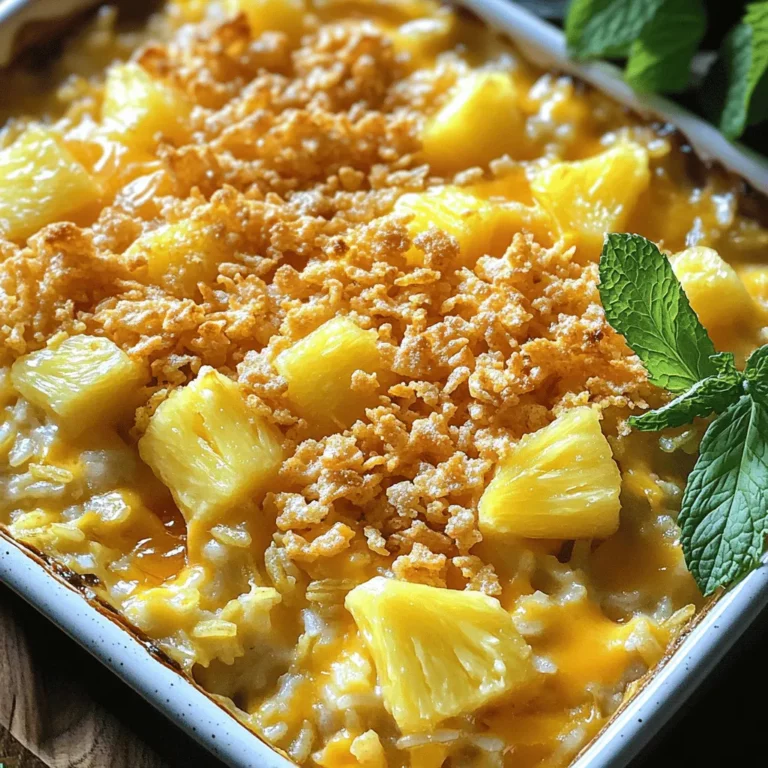 To make a great pineapple casserole, you need a few key ingredients. First, you need two cups of fresh pineapple, diced. If fresh pineapple is not an option, one can of pineapple chunks works too, just drain it well. Next, you need one cup of cooked white rice. This rice gives the casserole a nice base.