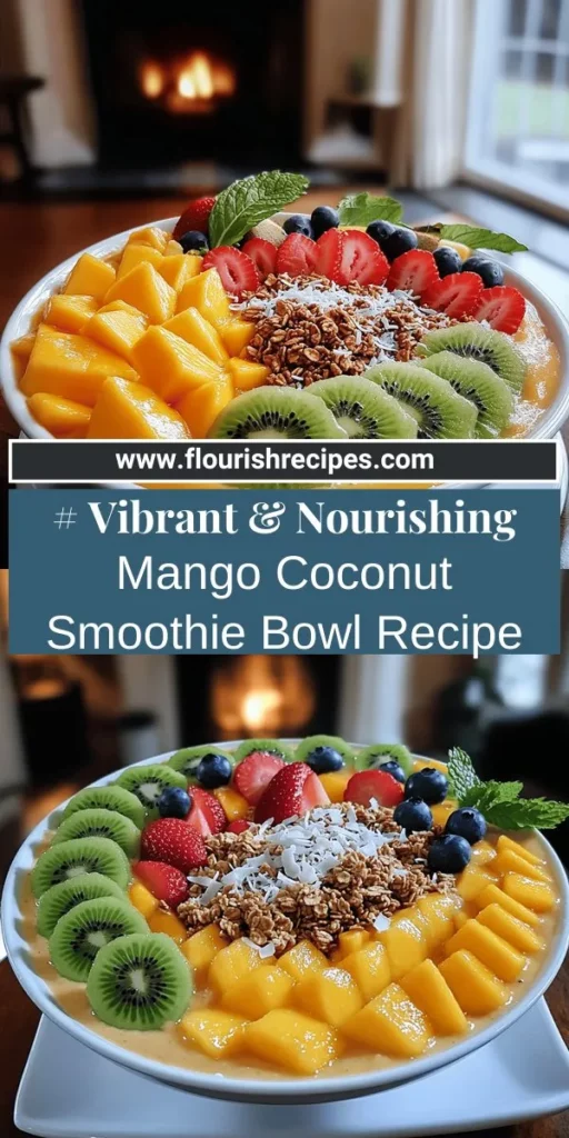 Indulge in a tropical escape with this refreshing Mango Coconut Smoothie Bowl! Packed with nutrients from ripe mangoes, creamy coconut milk, and a burst of colorful toppings like kiwi and granola, this delicious bowl is as healthy as it is beautiful. Perfect for breakfast or a midday snack, the simple steps make it easy to whip up at home. Click through for the full recipe and turn your kitchen into a paradise today!