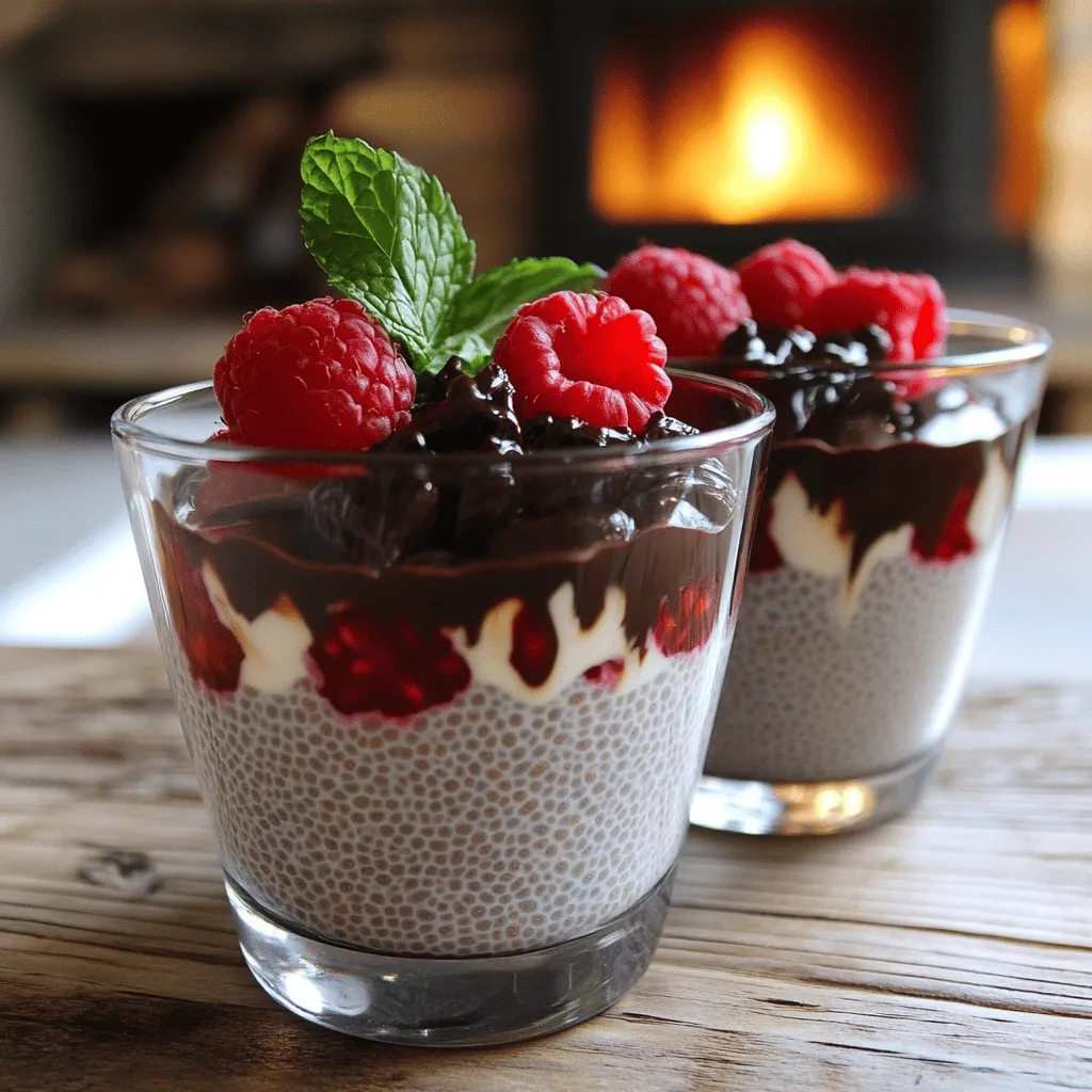 To make Chia Pudding Chocolat Framboise, you need just a few simple ingredients. First, grab 1/2 cup of chia seeds. These tiny seeds are packed with goodness. You will also need 2 cups of almond milk, or any milk you prefer. This creamy base adds a lovely texture to the pudding.