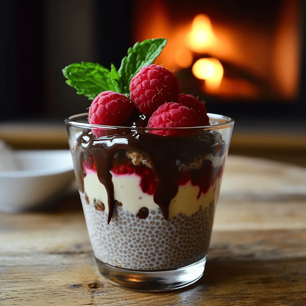To make Chia Pudding Chocolat Framboise, you need just a few simple ingredients. First, grab 1/2 cup of chia seeds. These tiny seeds are packed with goodness. You will also need 2 cups of almond milk, or any milk you prefer. This creamy base adds a lovely texture to the pudding.