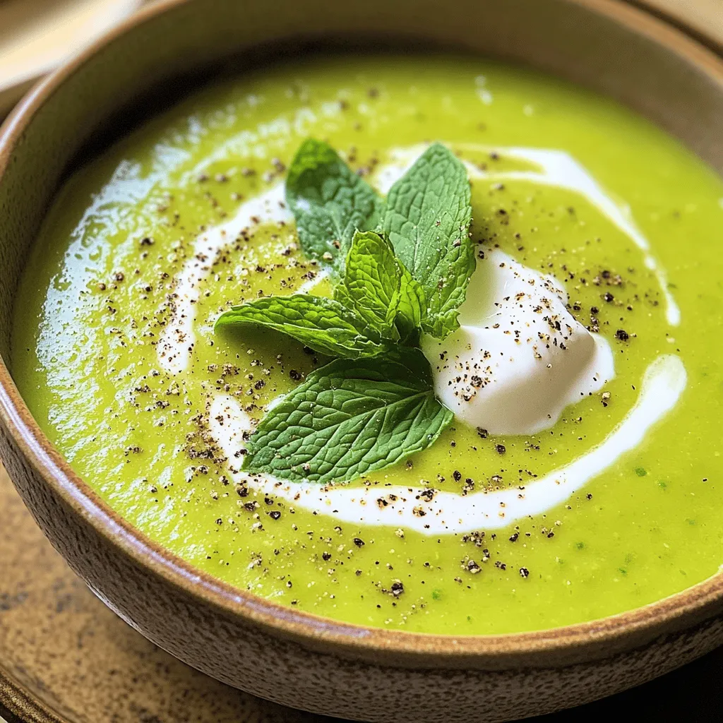 To create a tasty pea and mint soup, you need fresh ingredients. The main ingredients for pea and mint soup are fresh peas, mint leaves, onion, and garlic. Fresh peas for soup give it a bright green color and sweet flavor. You can also use frozen peas if fresh ones are not available.