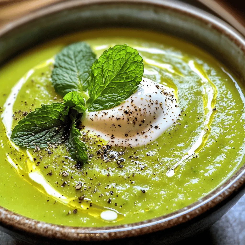 To create a tasty pea and mint soup, you need fresh ingredients. The main ingredients for pea and mint soup are fresh peas, mint leaves, onion, and garlic. Fresh peas for soup give it a bright green color and sweet flavor. You can also use frozen peas if fresh ones are not available.