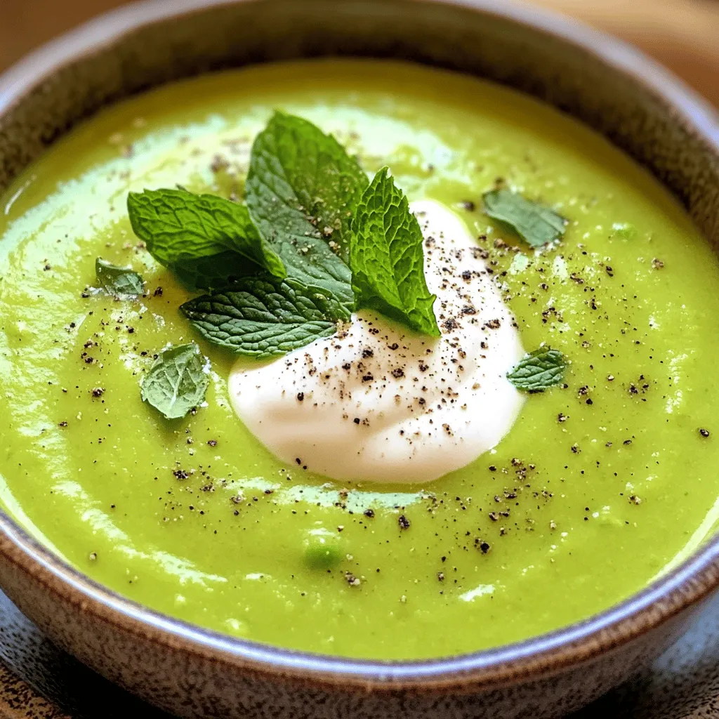 To create a tasty pea and mint soup, you need fresh ingredients. The main ingredients for pea and mint soup are fresh peas, mint leaves, onion, and garlic. Fresh peas for soup give it a bright green color and sweet flavor. You can also use frozen peas if fresh ones are not available.