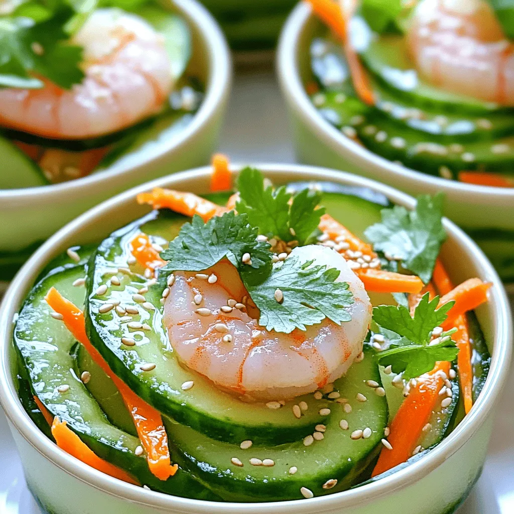 To make sunomono with shrimp, you need fresh and simple ingredients. The key items include shrimp, cucumbers, and a special dressing.