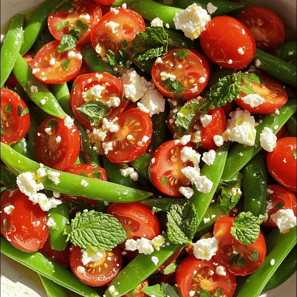 Snap peas and feta make a great pair. Each ingredient adds a unique taste and texture to the dish.