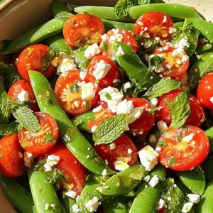 Snap peas and feta make a great pair. Each ingredient adds a unique taste and texture to the dish.