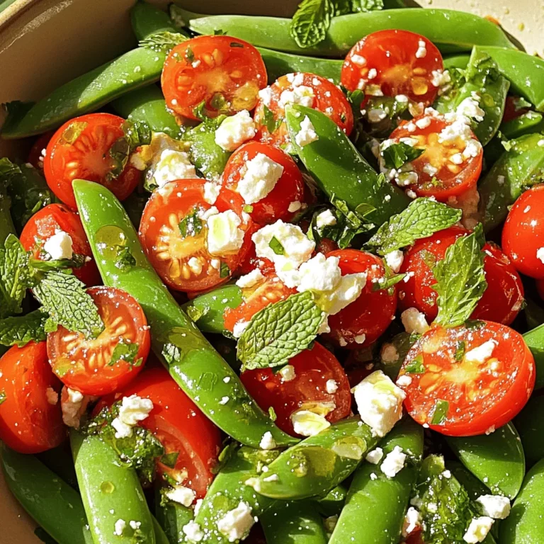 Snap peas and feta make a great pair. Each ingredient adds a unique taste and texture to the dish.