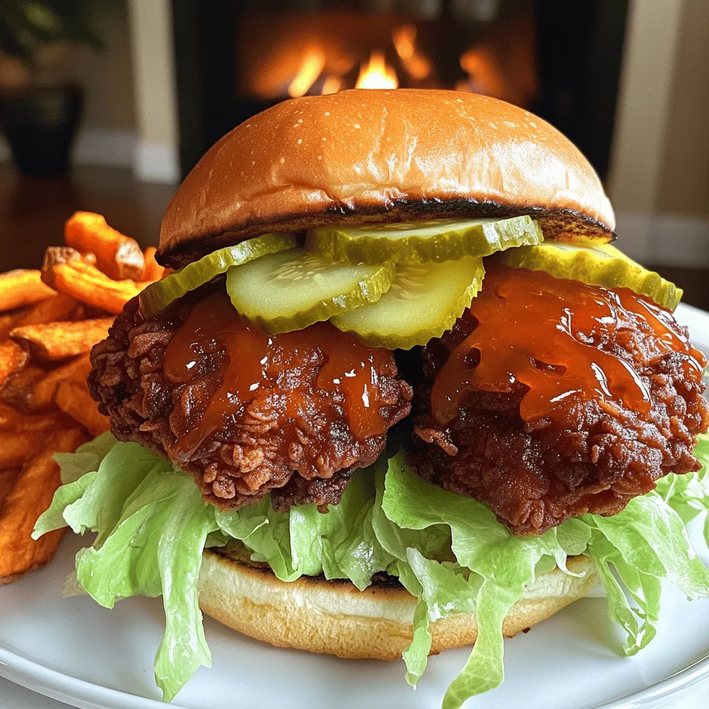 To make a honey hot chicken sandwich, you need a few key ingredients. You start with chicken thighs. I prefer boneless and skinless thighs for this recipe. They stay juicy and cook well. You also need buttermilk for marinating the chicken. This tenderizes the meat and adds flavor.