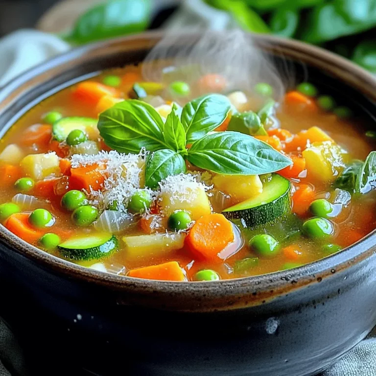 Fresh ingredients bring life to spring minestrone soup. Start with seasonal vegetables to capture spring's essence. You need onion, garlic, carrots, celery, zucchini, green beans, peas, and tomatoes. These veggies offer bright colors and flavors.