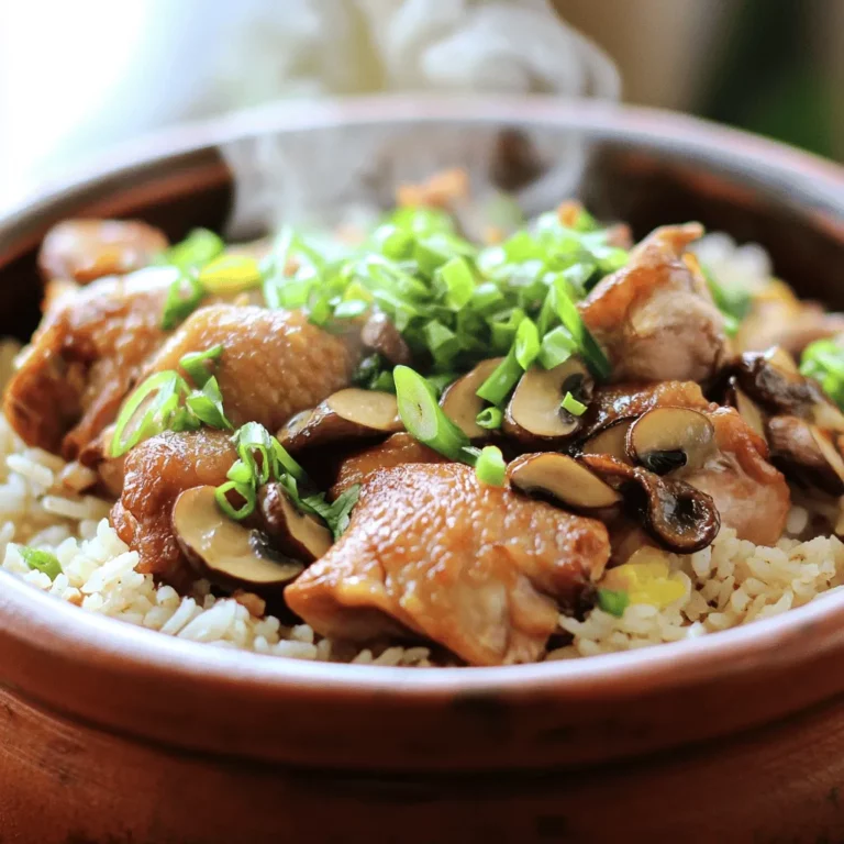 To create clay pot rice, you need a few key ingredients. The rice, broth, protein, and some spices make the dish shine.