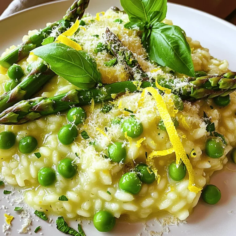 When making asparagus pea risotto, you need fresh, seasonal ingredients. The main star is Arborio rice. This rice has a high starch content, making the risotto creamy. You will also need vegetable broth. I prefer low-sodium broth to keep it light. Fresh peas add a nice pop of color and sweetness. You can also use frozen peas if fresh ones are not available.