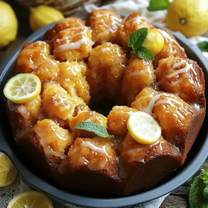 To make ooey-gooey lemon monkey bread, you need simple ingredients. The main item is two cans of refrigerated biscuit dough. This dough is soft and easy to work with. It gives the bread its fluffy texture.