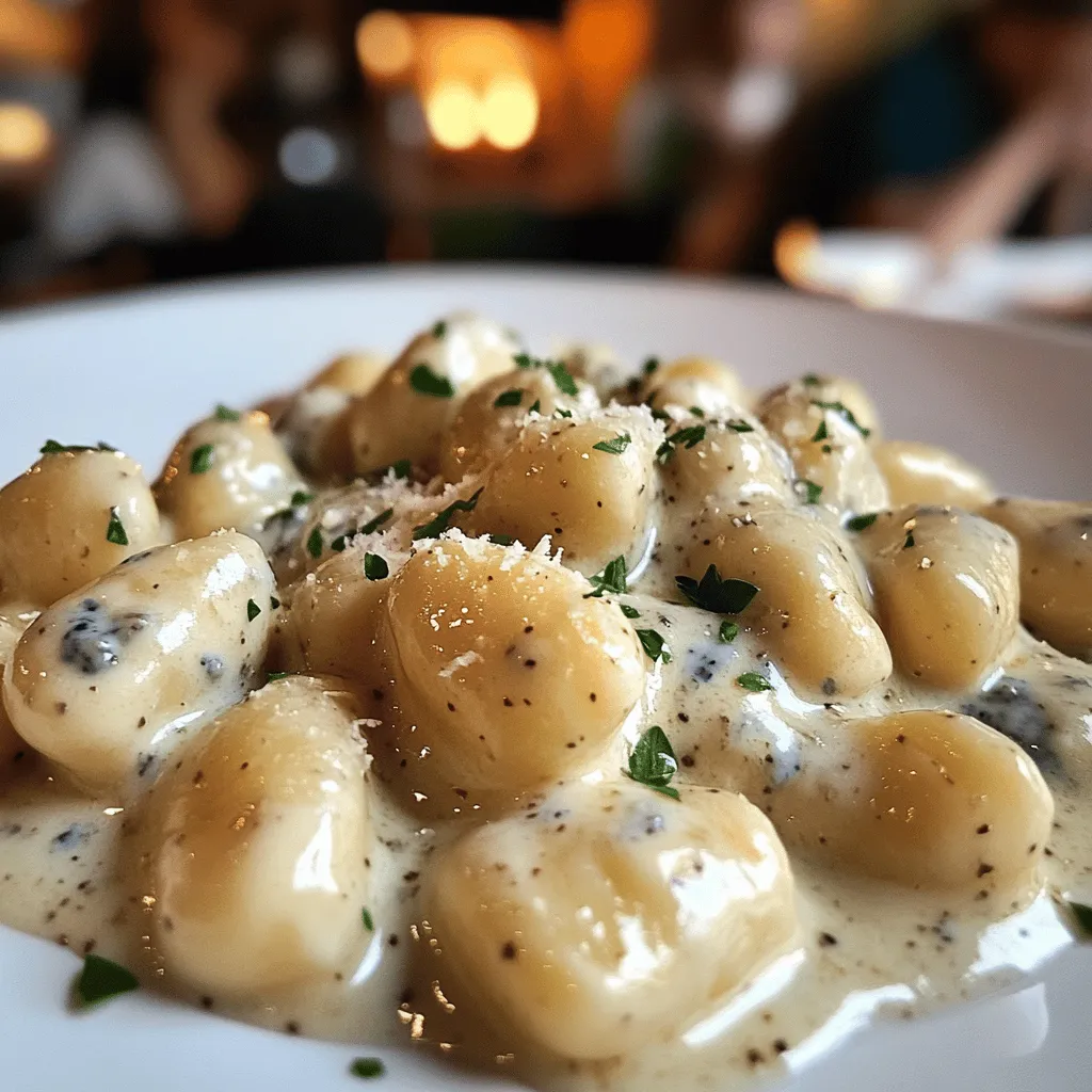 Gnocchis à la Sauce Gorgonzola is a creamy and rich dish made with gnocchi and Gorgonzola cheese sauce. Gnocchi are small dumplings made from potatoes or flour. They are soft and light, perfect for soaking up flavors. The Gorgonzola cheese adds a strong, delicious taste that pairs well with the gnocchi.