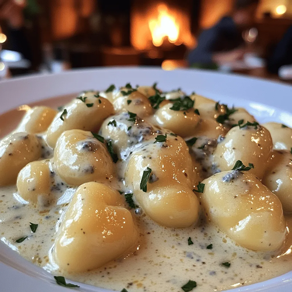 Gnocchis à la Sauce Gorgonzola is a creamy and rich dish made with gnocchi and Gorgonzola cheese sauce. Gnocchi are small dumplings made from potatoes or flour. They are soft and light, perfect for soaking up flavors. The Gorgonzola cheese adds a strong, delicious taste that pairs well with the gnocchi.