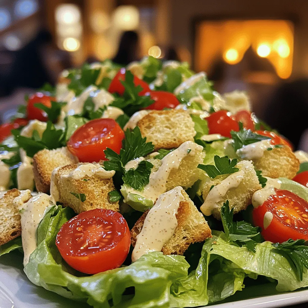 To make a vegan Caesar salad, you need fresh, vegan-friendly ingredients. Start with one large head of romaine lettuce. This lettuce gives a crisp base that holds up well. Next, add one cup of halved cherry tomatoes for color and sweetness.