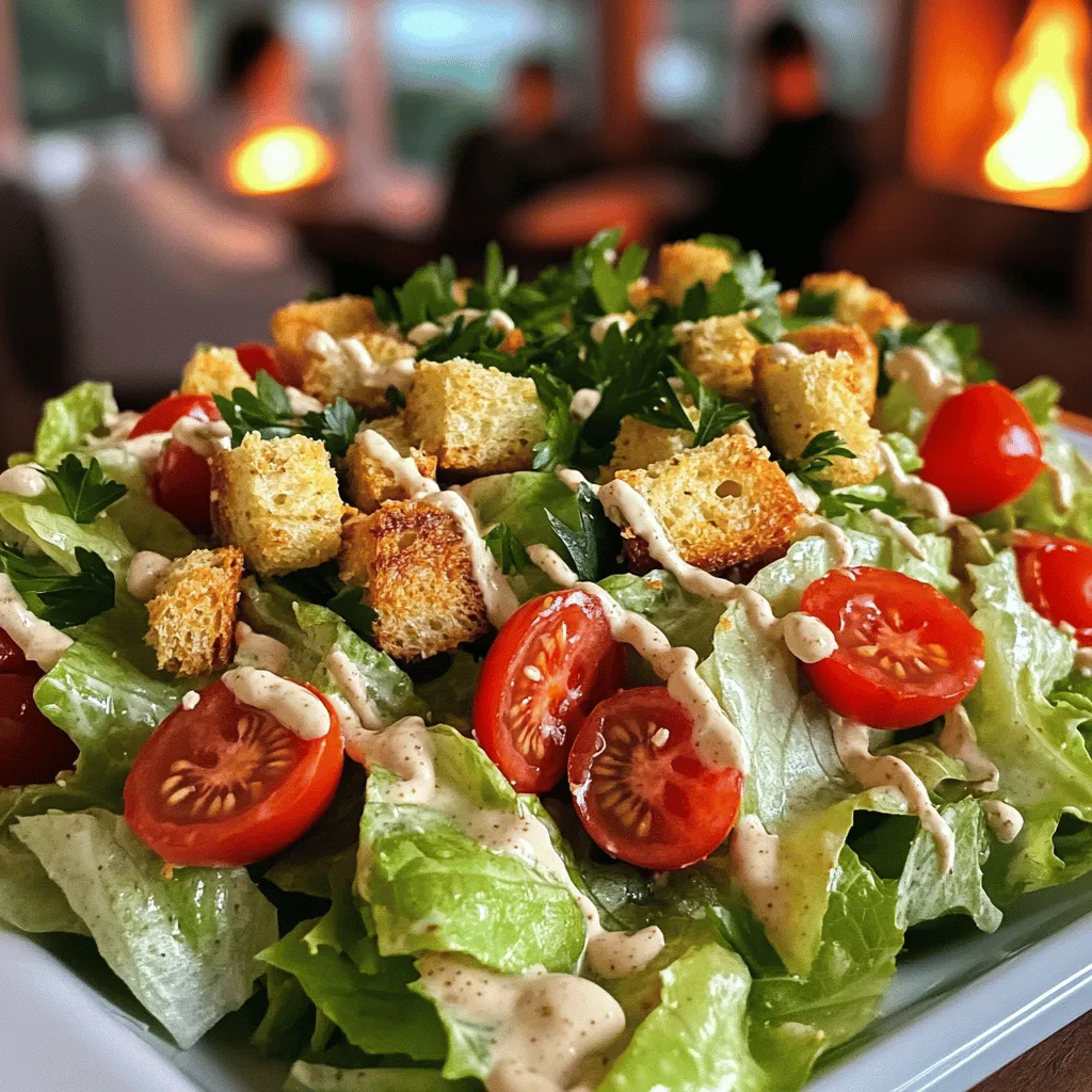 To make a vegan Caesar salad, you need fresh, vegan-friendly ingredients. Start with one large head of romaine lettuce. This lettuce gives a crisp base that holds up well. Next, add one cup of halved cherry tomatoes for color and sweetness.