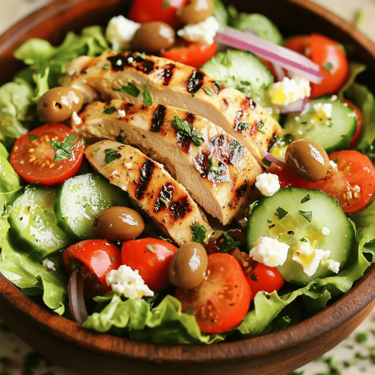 When making a Greek chicken salad, you need fresh and simple ingredients. The star of this dish is the chicken. I recommend using grilled chicken breasts for the best flavor. Grilling adds a nice char and smoky taste. You can also season the chicken with herbs like oregano. This extra step brings out more taste.