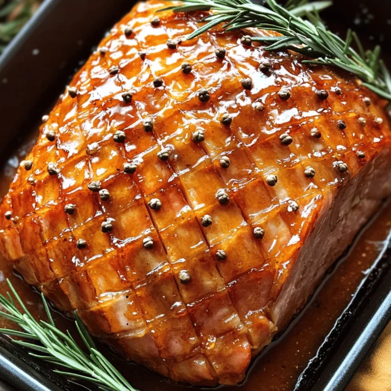 The honey-glazed ham recipe shines with its simple yet powerful ingredients. The star is the bone-in ham, which provides rich flavor and moisture. I suggest using an 8-10 pound ham for the best results. This size ensures you have enough for your guests and for leftovers.