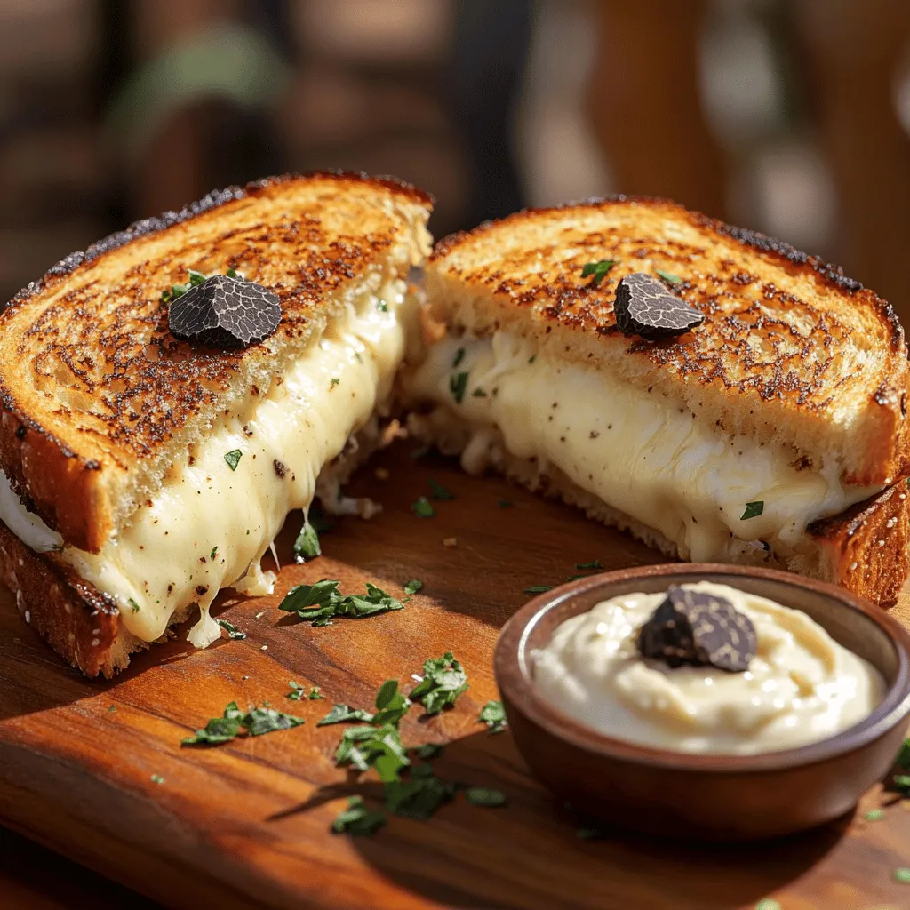 To make grilled cheese à la truffe, you need key ingredients. Start with high-quality cheese. I recommend Gruyère and mozzarella. These cheeses melt well and create a creamy texture. Gruyère has a nutty flavor that works nicely with truffle. Mozzarella adds stretch and mildness.