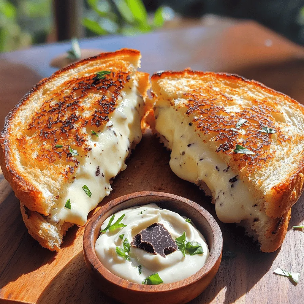 To make grilled cheese à la truffe, you need key ingredients. Start with high-quality cheese. I recommend Gruyère and mozzarella. These cheeses melt well and create a creamy texture. Gruyère has a nutty flavor that works nicely with truffle. Mozzarella adds stretch and mildness.