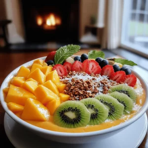 A Mango Coconut Smoothie Bowl is full of flavor and fun. The main star is the ripe mango. It should be sweet and juicy. You want one that gives a little when you press it. The next key is banana. It adds creaminess and natural sweetness.
