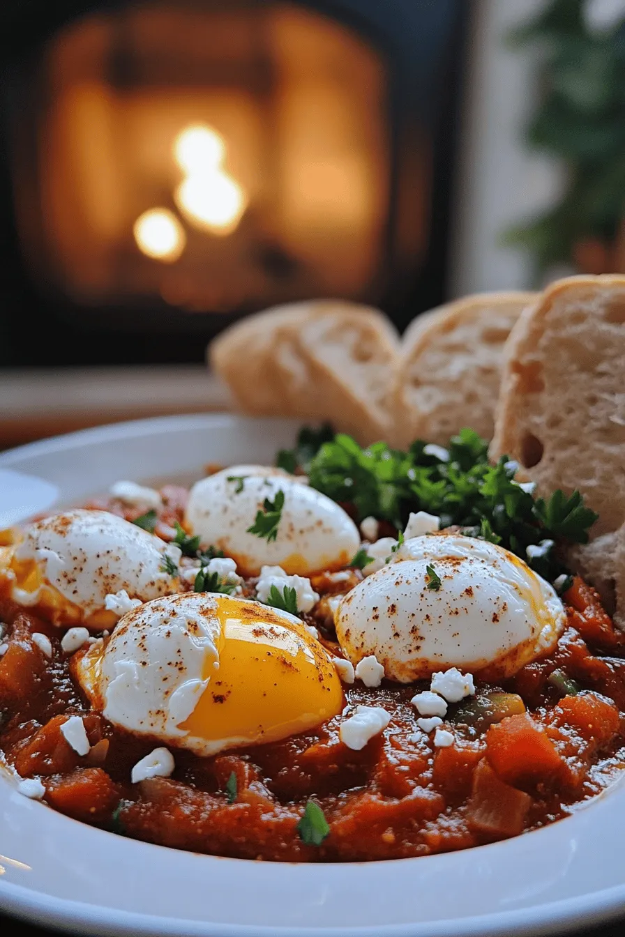 Shakshuka is a flavorful dish made with eggs and a spicy tomato sauce. It comes from North Africa and the Middle East. Many people enjoy this dish for breakfast or brunch. Traditional shakshuka usually has tomatoes, peppers, and spices. It is easy to make and full of flavor.